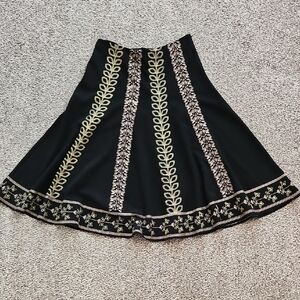 Sunny Leigh Black and Silver Embellished A-Line Skirt